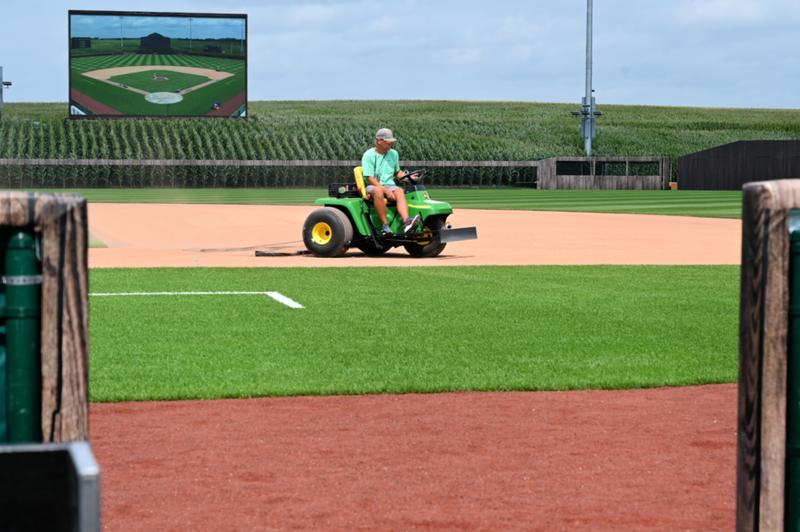 MLB at Field of Dreams Game baseball stadium cornfield BrightView